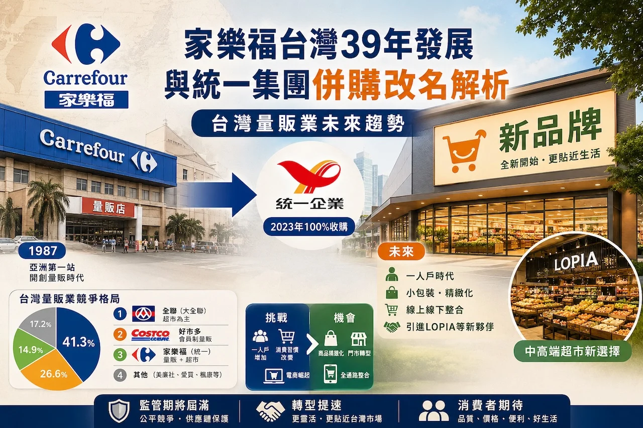 You are currently viewing 家樂福台灣39年發展與統一集團併購改名解析｜台灣量販業未來趨勢