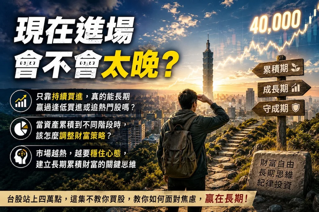 You are currently viewing 台股站上四萬點，還來得及進場？如何面對焦慮？建立長期投資心態與財富策略