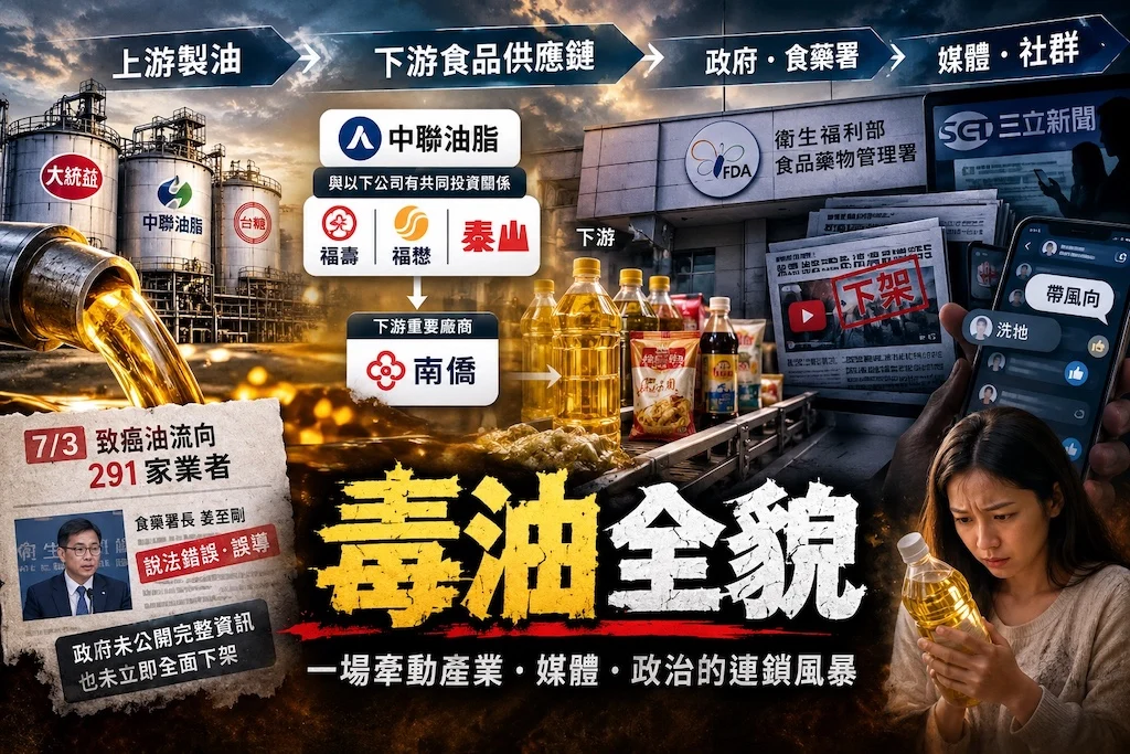 Read more about the article 毒油事件全貌拆解，1300噸變成2600加碼3900噸？！