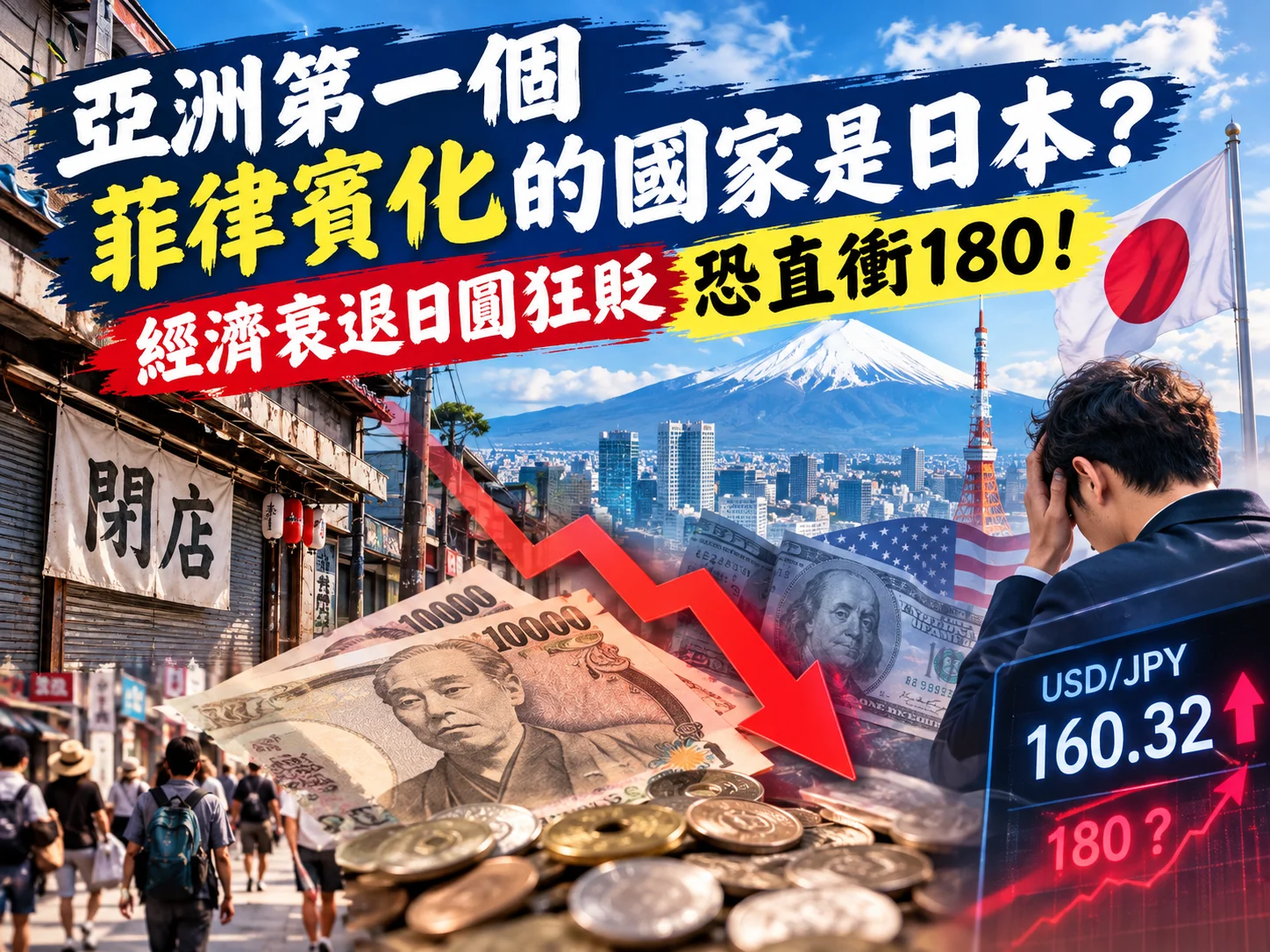 You are currently viewing 亞洲第一個菲律賓化的國家是日本？經濟衰退日圓狂貶恐直衝180！